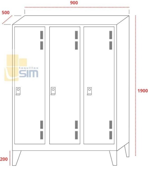 Taquilla metálica vestuario 3 puertas - Imagen 9