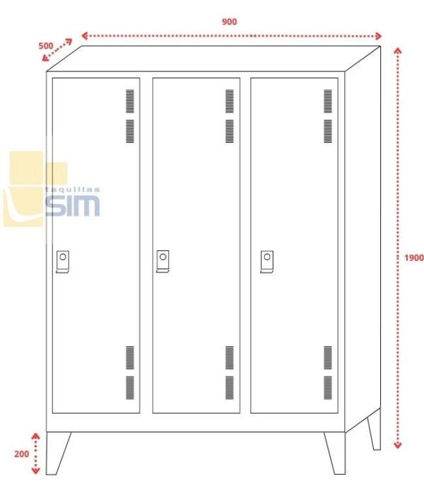 Taquilla metálica vestuario 3 puertas - Imagen 8