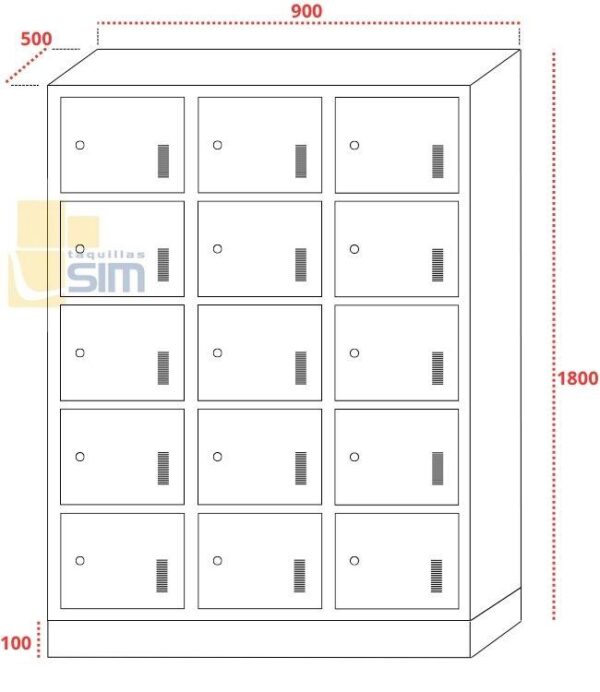 Taquilla de vestuario 15 puertas + Zócalo - Imagen 3