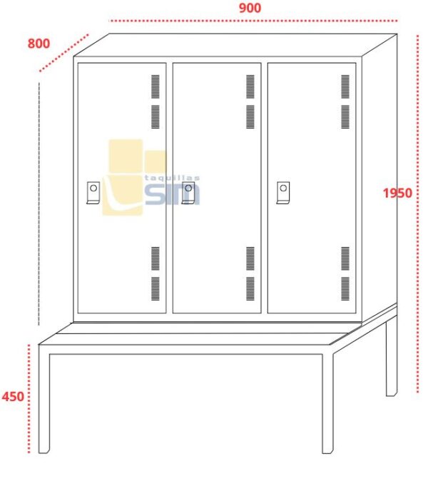 Taquillas con banco I tres puertas - Imagen 5